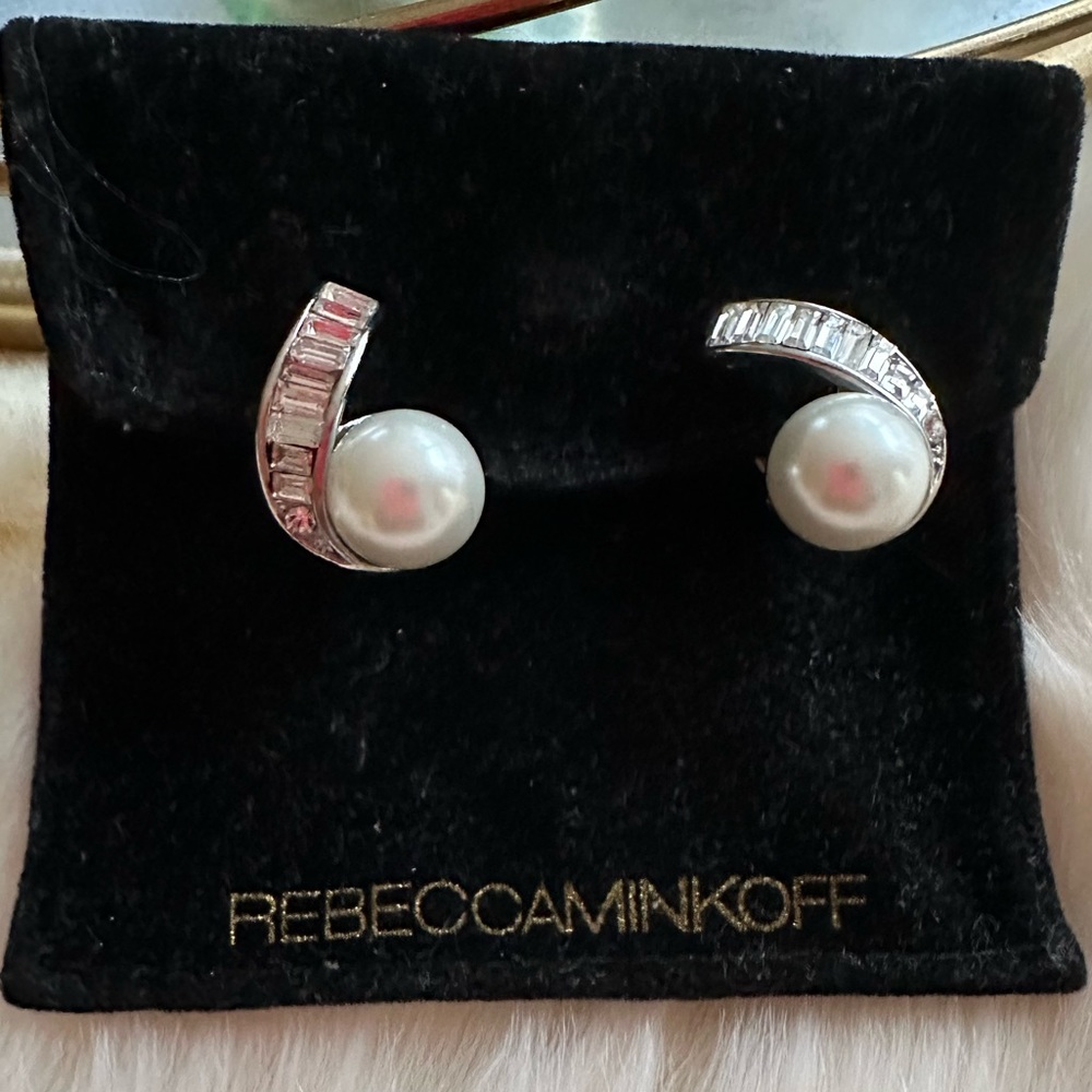 Rebecca Minkoff Simulant Baguette Diamond Clip On Earrings